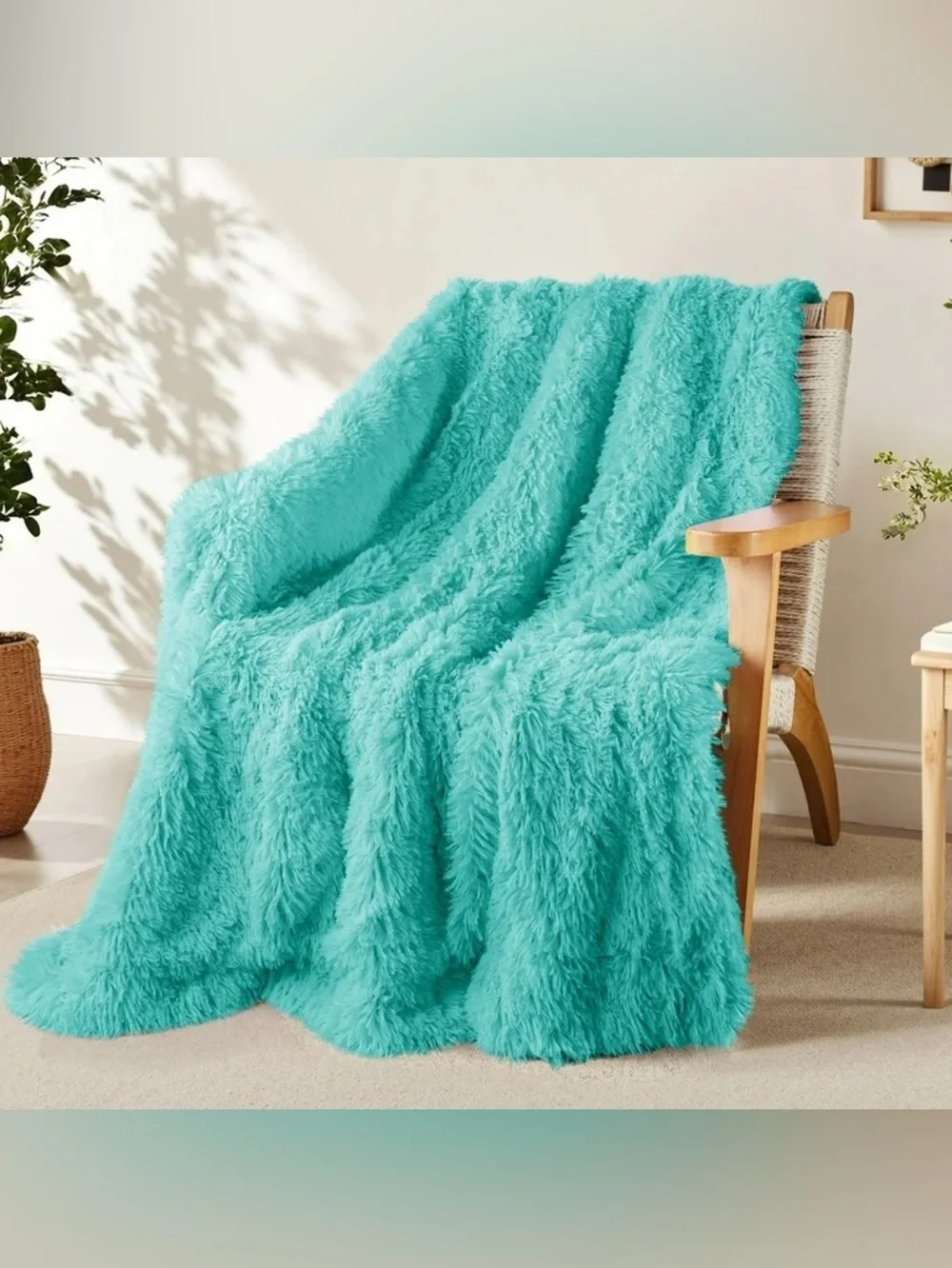Luxury Plush Faux Fur Throw Blanket - turquoise